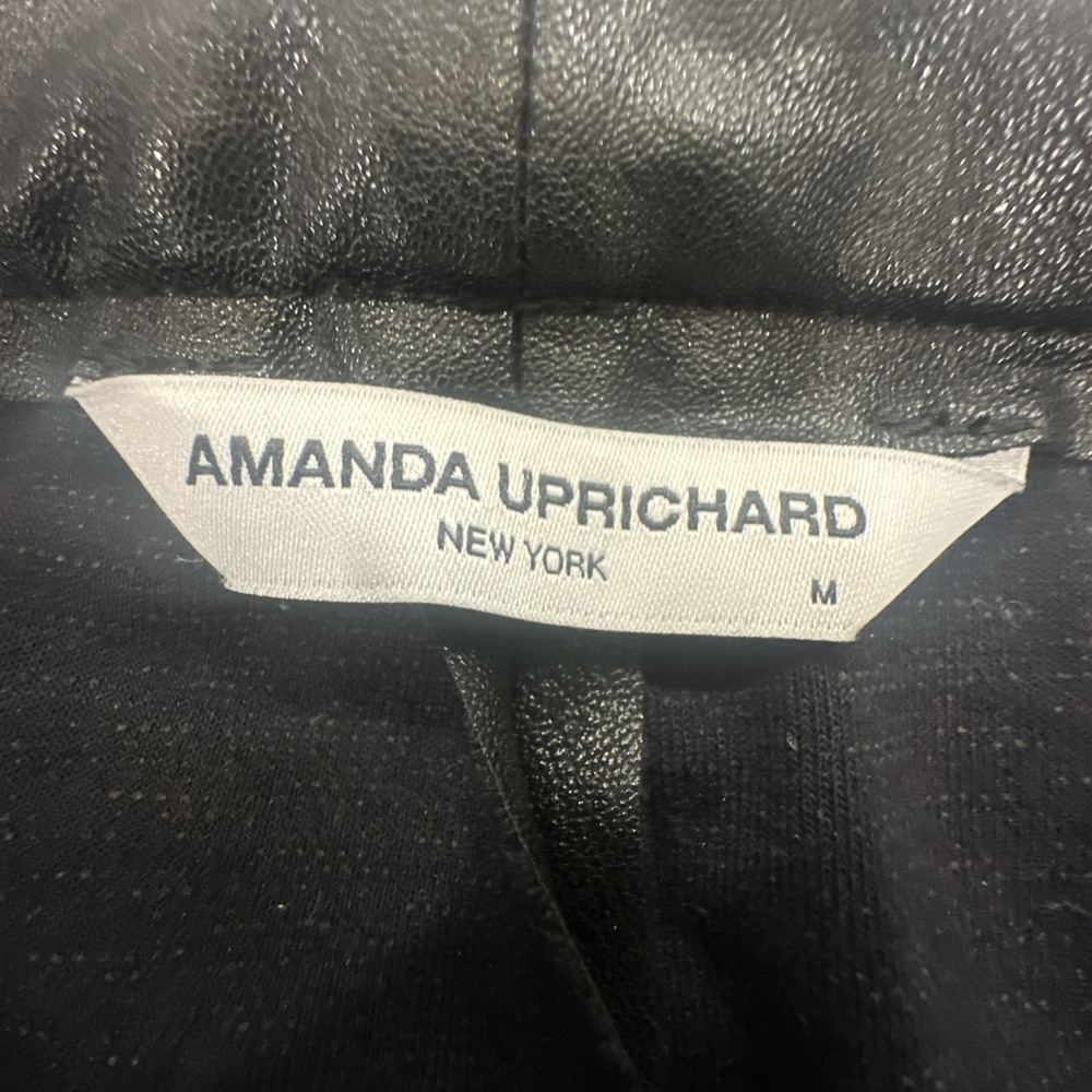 AMANDA UPRICHARD Black Elastic Waist High Rise Faux Leather Pants Women's Size M - Picture 4 of 12